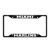 Fan Mats Miami Marlins Metal License Plate Frame Black Finish