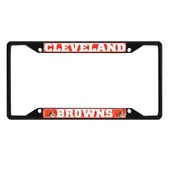 Fan Mats Cleveland Browns Metal License Plate Frame Black Finish