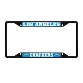 Fan Mats Los Angeles Chargers Metal License Plate Frame Black Finish