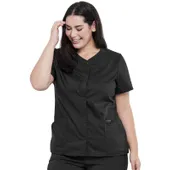 Cherokee Workwear Women Snap Front V-Neck Top WW622