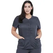 Cherokee Workwear Women Snap Front V-Neck Top WW622