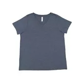 LAT Sportswear Ladies Curvy V-Neck Fine Jersey Tee