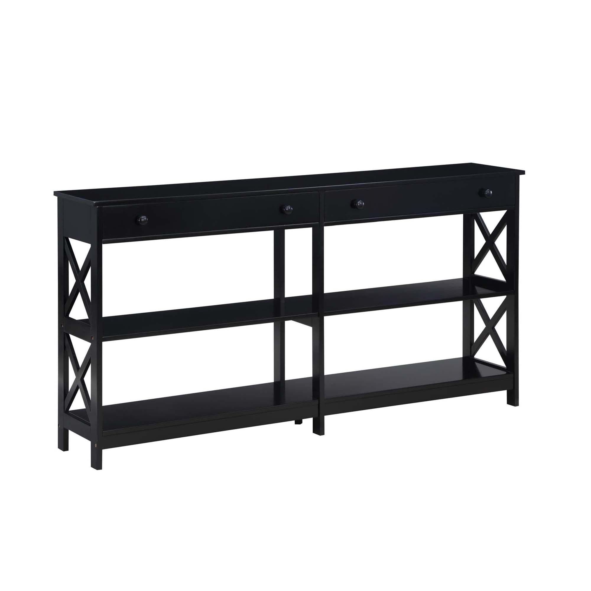E196057 Oxford 2 Drawer 60 Inch Console Table With Shelves