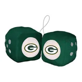 Fan Mats Green Bay Packers Team Color Fuzzy Dice Decor 3" Set