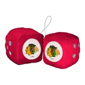 Fan Mats Chicago Blackhawks Team Color Fuzzy Dice Decor 3" Set