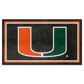 Fan Mats Miami Hurricanes 3Ft. X 5Ft. Plush Area Rug, Black