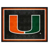 Fan Mats Miami Hurricanes 8Ft. X 10 Ft. Plush Area Rug, Black