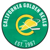 Fan Mats Nhlretro California Golden Seals Roundel Rug - 27In. Diameter