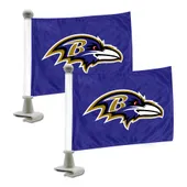 Fan Mats Baltimore Ravens Ambassador Car Flags - 2 Pack Mini Auto Flags, 4In X 6In