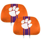 Fan Mats Clemson Tigers Printed Head Rest Cover Set - 2 Pieces