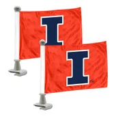 Fan Mats Illinois Illini Ambassador Car Flags - 2 Pack Mini Auto Flags, 4In X 6In