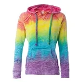 Mv Sport Women's Courtney Burnout V-Notch Hooded Sweatshirt MV-W1162