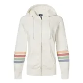 Mv Sport Women's Striped Sleeves Full-Zip Hooded Sweatshirt MV-W22732