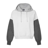 Mv Sport Women's Sueded Fleece Colorblocked Crop Hooded Sweatshirt MV-W23716