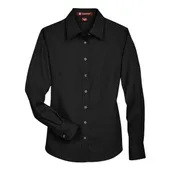Harriton Women's Easy Blend Long Sleeve Twill Dress Shirt with Stain-Release M500W