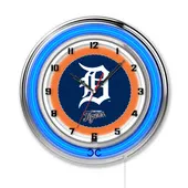 Holland Detroit Tigers Double Neon Wall Clock