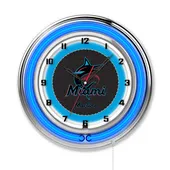 Holland Miami Marlins Double Neon Wall Clock
