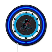 Holland Miami Marlins Double Neon Wall Clock