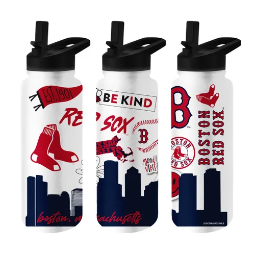 Logo Brands Boston Red Sox 34Oz Native Quencher Bottle 505-S34qb-63 Boston Red Sox