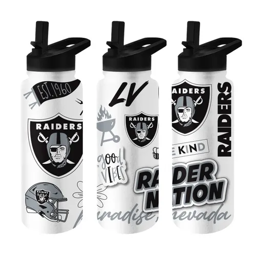 Logo Brands Las Vegas Raiders 34Oz Native Quencher Bottle 623-S34qb-63 Las Vegas Raiders