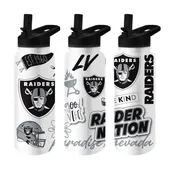 Logo Brands Las Vegas Raiders 34Oz Native Quencher Bottle 623-S34qb-63 Las Vegas Raiders