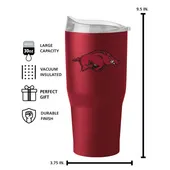 Logo Brands Arkansas 30Oz Flipside Powder Coat Tumbler 108-S30pt-34 Arkansas Razorbacks