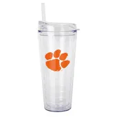 Logo Brands Clemson 22Oz Flipside Dbl Wall Clear Tumbler 123-Pd22ct-34 Clemson Tigers