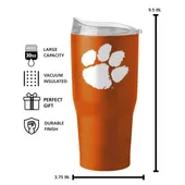 Logo Brands Clemson 30Oz Flipside Powder Coat Tumbler 123-S30pt-34 Clemson Tigers