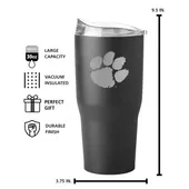 Logo Brands Clemson 30Oz Etch Powder Coat Tumbler 123-S30pt-Blk-9 Clemson Tigers