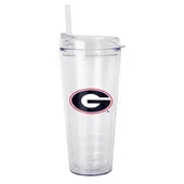 Logo Brands Georgia 22Oz Flipside Dbl Wall Clear Tumbler 142-Pd22ct-34 Georgia Bulldogs