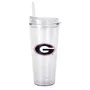 Logo Brands Georgia 22Oz Flipside Dbl Wall Clear Tumbler 142-Pd22ct-34 Georgia Bulldogs