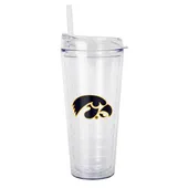 Logo Brands Iowa 22Oz Flipside Dbl Wall Clear Tumbler 155-Pd22ct-34 Iowa Hawkeyes