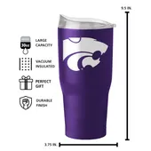 Logo Brands Kansas State 30Oz Flipside Powder Coat Tumbler 158-S30pt-34 Kansas State Wildcats