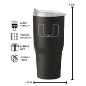 Logo Brands Miami 30Oz Etch Black Powder Coat Tumbler 169-S30pt-Blk-9 Miami Hurricanes