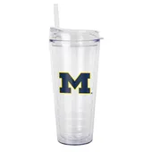 Logo Brands Michigan 22Oz Flipside Dbl Wall Clear Tumbler 171-Pd22ct-34 Marshall Thundering Herd