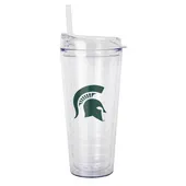 Logo Brands Michigan State 22Oz Flipside Dbl Wall Clear Tumbler 172-Pd22ct-34 Michigan State Spartan