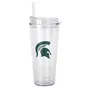 Logo Brands Michigan State 22Oz Flipside Dbl Wall Clear Tumbler 172-Pd22ct-34 Michigan State Spartan