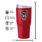 Logo Brands Nc State 30Oz Flipside Powder Coat Tumbler 186-S30pt-34 North Carolina State Wolfpack