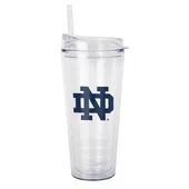 Logo Brands Notre Dame 22Oz Flipside Dbl Wall Clear Tumbler 190-Pd22ct-34 Notre Dame Fighting Irish