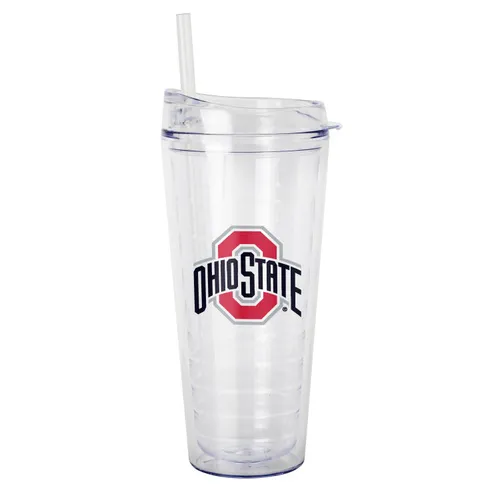 Logo Brands Ohio State 22Oz Flipside Dbl Wall Clear Tumbler 191-Pd22ct-34 Ohio State Buckeyes