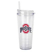 Logo Brands Ohio State 22Oz Flipside Dbl Wall Clear Tumbler 191-Pd22ct-34 Ohio State Buckeyes