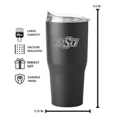 Logo Brands Oklahoma State 30Oz Etch Powder Coat Tumbler 193-S30pt-Blk-9 Oklahoma State Cowboys