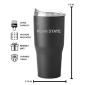 Logo Brands Penn State 30Oz Etch Black Powder Coat Tumbler 196-S30pt-Blk-9 Penn State Nittany Lions
