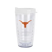 Logo Brands Texas 16Oz Flipside Dbl Wall Clear Tumbler 218-Pd16ct-34 Texas Longhorns