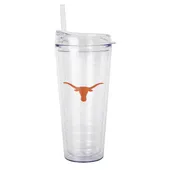 Logo Brands Texas 22Oz Flipside Dbl Wall Clear Tumbler 218-Pd22ct-34 Texas Longhorns