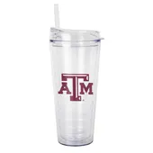 Logo Brands Texas A&M 22Oz Flipside Dbl Wall Clear Tumbler 219-Pd22ct-34 Texas A&M Aggies