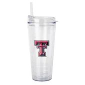 Logo Brands Texas Tech 22Oz Flipside Dbl Wall Clear Tumbler 220-Pd22ct-34 Texas Tech Red Raiders