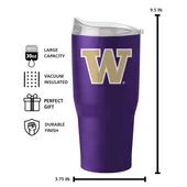 Logo Brands Washington 30Oz Flipside Powder Coat Tumbler 237-S30pt-34 Washington Huskies