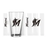 Logo Brands Miami Marlins 16Oz Gameday Pint Glass 512-G16p-1 Miami Marlins
