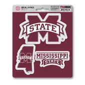 Fan Mats Mississippi State University Decal 3-Pk 177-F602.3 Mississippi State Bulldogs